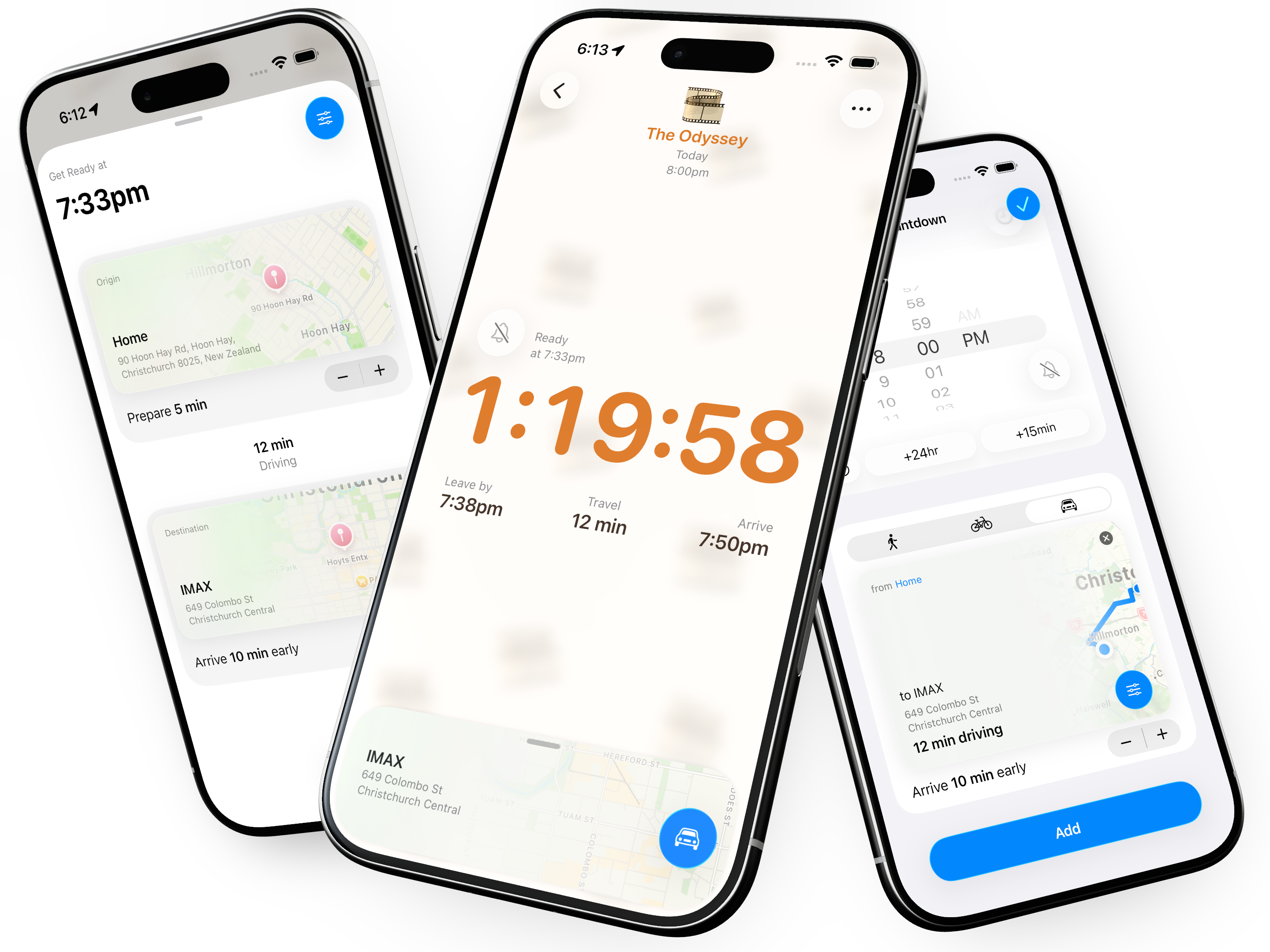 Timely countdowns that account for travel time